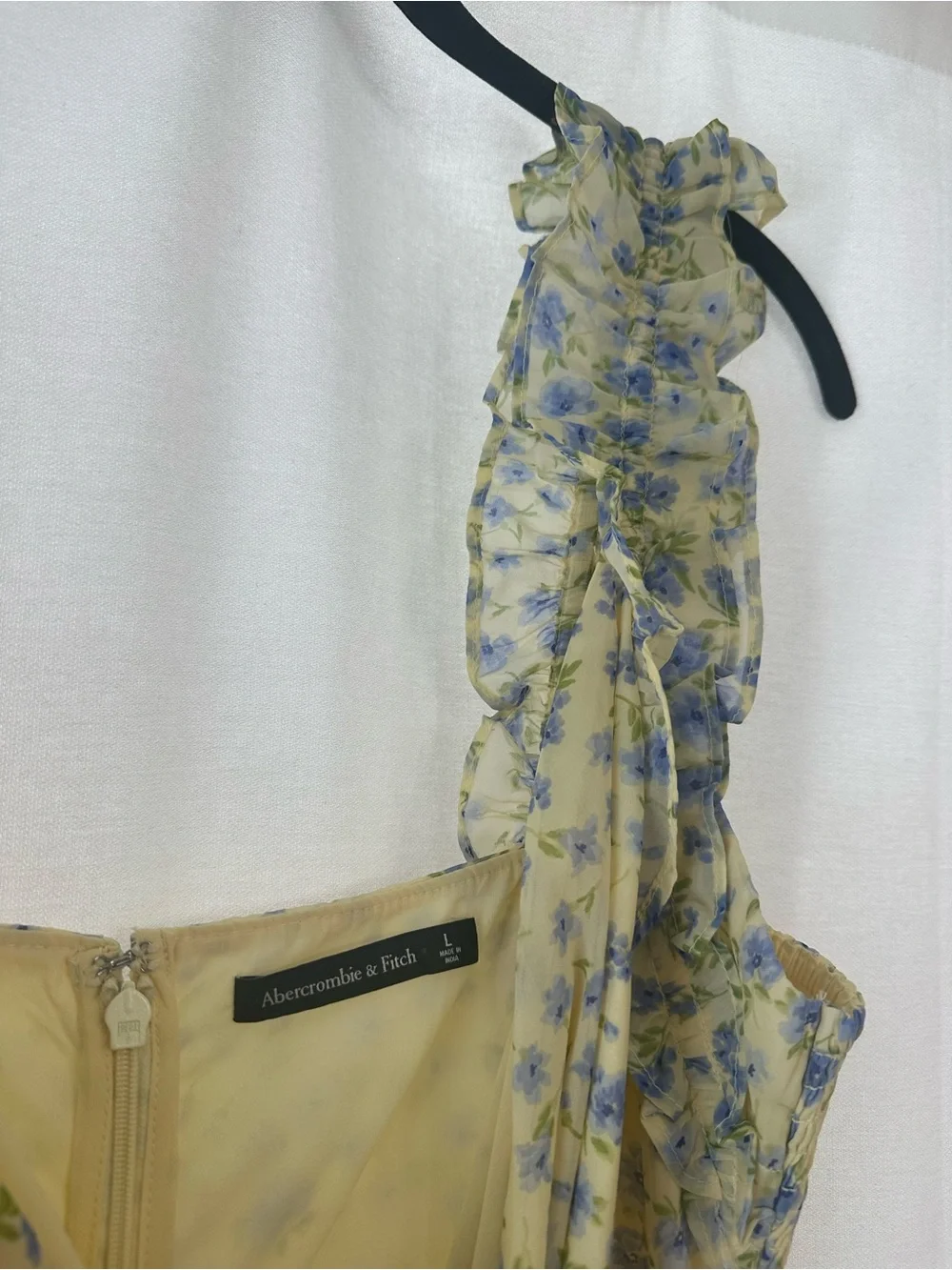 Abercrombie & Fitch Garden Party Yellow Floral Ruffle High-Low Dress Size L - Picture 2 of 11